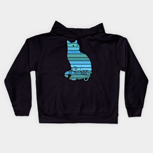 Blue Sassy Cat Art Kids Hoodie